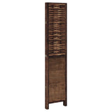 Room Divider 4 Panels Dark Brown Solid Wood Paulownia 358706