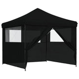 ZNTS Foldable Party Tent Pop-Up with 4 Sidewalls Black 4004934