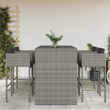 5 Piece Garden Bar Set with Cushions Grey Poly Rattan 3203946