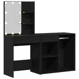 LED Dressing Table Set with Drawer Black Oak 140 x 40 x 140 cm 3333045