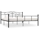 284528 Bed Frame without Mattress Black Metal 180x200 cm Super King