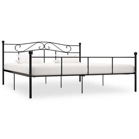 284528 Bed Frame without Mattress Black Metal 180x200 cm Super King