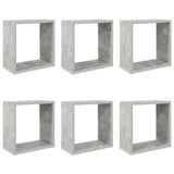 807012 Wall Cube Shelves 6 pcs Concrete Grey 30x15x30 cm
