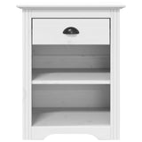 ZNTS Bedside Cabinet BODO White 53x38.5x66 cm Solid Wood Pine 355053