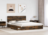 Storage Bed with Drawer Smoked Oak 160 x 200 cm Engineered Wood 3412669