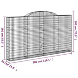 Arched Gabion Baskets 2 pcs 300x30x160/180 cm Galvanised Iron 3146575