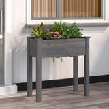 Planter with Liner Grey 71x37x76 cm Solid Wood Fir 364232