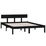 Bed Frame Black Solid pinewood King Durable Bed Frame 810156