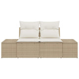 Garden Sofa with Cushion Beige 123 x 62 x 69cm Poly Rattan 42006796