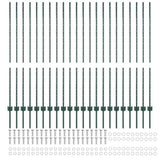 Embedded Fence Post 22 pcs Green 180 cm Powder-Coated Steel 3335922