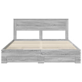 Bed Frame with Drawer Grey Sonoma 200 x 200 cm Engineered Wood 3409957