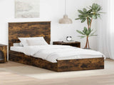 Storage Bed with Drawer Smoked Oak 90 x 190 cm Engineered Wood 3409591