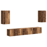 TV Cabinet Set Wall-mounted 5 pcs Old Wood Engineered Wood 3409076