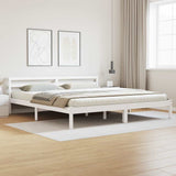 Bed Frame White 215.5 x 185.5 x 69.5 cm Solid Pine Wood 869771
