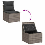 9 Piece Garden Sofa Set with Cushions Grey Poly Rattan Acacia 3327469
