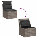6 Piece Garden Sofa Set with Cushions Grey Poly Rattan Acacia 3327441