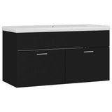 Sink Cabinet with Built-in Basin Black Engineered Wood 3070839