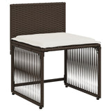 7 Piece Garden Dining Set with Cushions Brown Poly Rattan 369010
