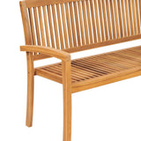 Garden Bench Teak Fine sanded teak hardwood 159cm Stackable 49389