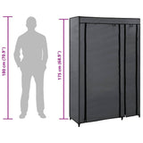 282423 Folding Wardrobe Grey 110x45x175 cm Fabric