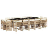 15 Piece Garden Dining Set with Cushions Beige Poly Rattan 3211774