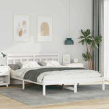 Bed Frame White 140 x 200 cm Solid Pine Wood 872372