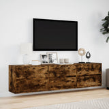 TV Wall Cabinet with LED Smoked Oak 180x31x45 cm 3307937