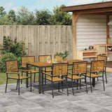 Garden Dining Set 9 pcs Black Poly Rattan 3365444