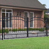 Fence Gate KAMPEN with Spear Top Black 302x125 cm Steel 151096
