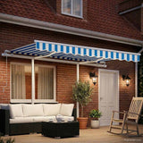3069901 Manual Retractable Awning with LED 3x2,5 m Blue and White