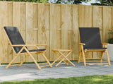 3 Piece Folding Bistro set with Dark Grey Cushions Bamboo 3208938