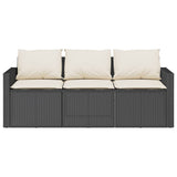 2 Piece Garden Dining Set with Cushions Black Poly Rattan 366336