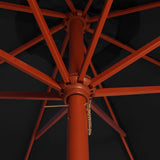 Garden Parasol with Wooden Pole 300x258 cm Black 47124