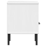 ZNTS Bedside Cabinet with Metal Legs White Solid Wood Pine OSLO 350972