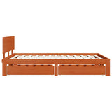 Bed Frame with Headboard 3 pcs Wax Brown Solid Pine Wood 3422728
