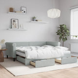 Daybed with Trundle and Drawers Light Grey 90x190 cm Velvet 3197867