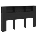 Headboard Cabinet with Shelf Black Oak 180 x 18.5 x 102.5 cm 862089
