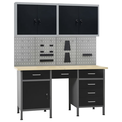 Workbench with Four Wall Panels and Two Cabinets 3053434