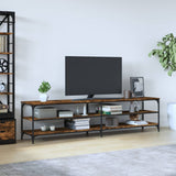 TV Cabinet Smoked Oak 200x30x50 cm Engineered Wood and Metal 826761
