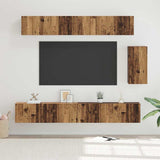 TV Cabinet Set with Drawer 6 pcs Old Wood Engineered Wood 3393441