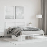 Metal Bed Frame without Mattress with Headboard White 140x190cm 355414