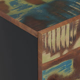 Highboard with 3 Doors 40x33x110 cm Solid Wood Reclaimed&Iron 352931