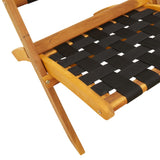 Folding Garden Chairs 2 pcs Black Solid Wood Acacia and Fabric 366510
