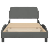 Bed Frame "Dover" Dark Grey 100x203 cm Fabric 373273