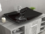 Black Luxury Ceramic Basin Rectangular with Overflow & Faucet Hole 140689