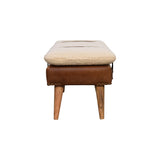 Bouclé Buffalo Hide Leather Bench IN3300