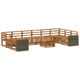 Outdoor Sofa Set 11 pcs Natural Solid Acacia Wood 3384935