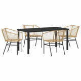 Garden Dining Set 5 pcs Brown Poly Rattan 3380900