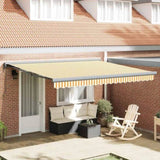 Retractable Awning Yellow and white 400 x 300 cm Fabric, Metal 3330496