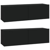 4 Piece TV Cabinet Set Black Engineered Wood 3114607